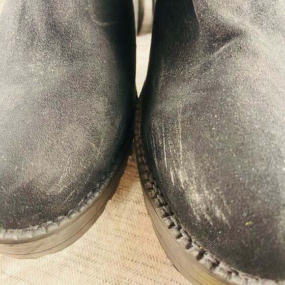 Wild Pair Margo Black Faux Suede Lug Sole Chunky Heeled Ankle Boots 10 Goth Punk - Picture 4 of 10